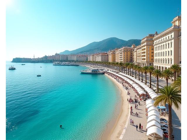Vue aérienne de la Promenade des Anglais à Nice avec la mer Méditerranée