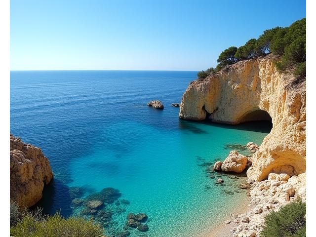 Mer turquoise et rochers sur la Côte d'Azur